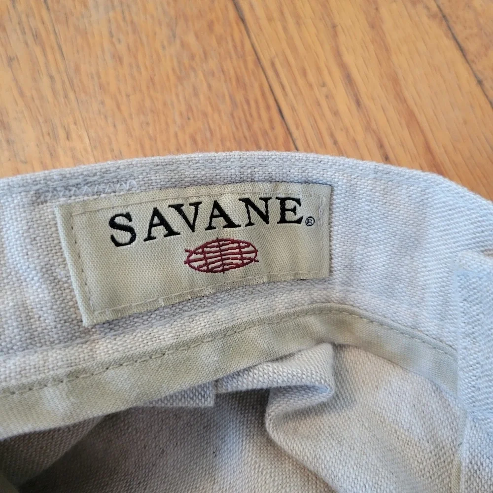 Savane 42x30 Pleated Linen Trousers Tan Cuffed High Rise Summer Breathable